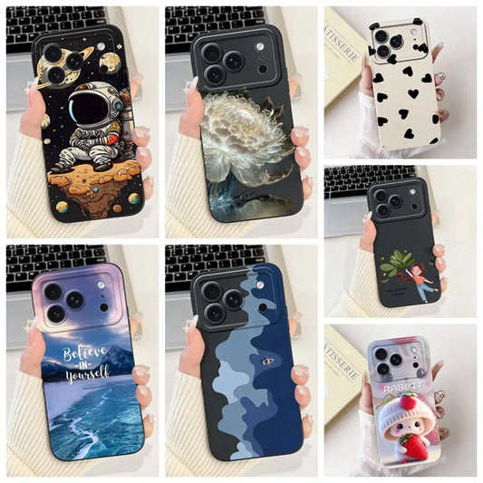 For iPhone 17 Pro Case Silicone Luxury Flowers Cute Kawaii Funny Painted Cover For iP 17 Pro Phone Case A3256 A3522 A3523 A3524
