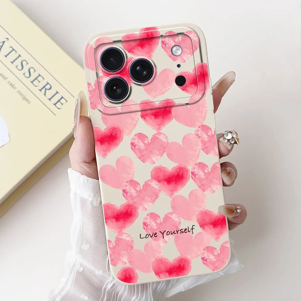 For iPhone 17 Pro Case Silicone Luxury Flowers Cute Kawaii Funny Painted Cover For iP 17 Pro Phone Case A3256 A3522 A3523 A3524