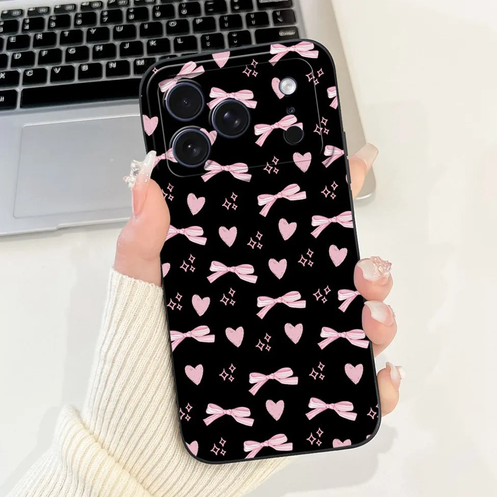 For iPhone 17 Pro Case Silicone Luxury Flowers Cute Kawaii Funny Painted Cover For iP 17 Pro Phone Case A3256 A3522 A3523 A3524