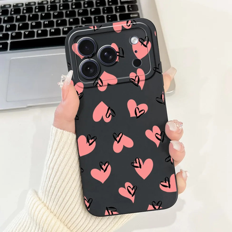For iPhone 17 Pro Case Silicone Luxury Flowers Cute Kawaii Funny Painted Cover For iP 17 Pro Phone Case A3256 A3522 A3523 A3524