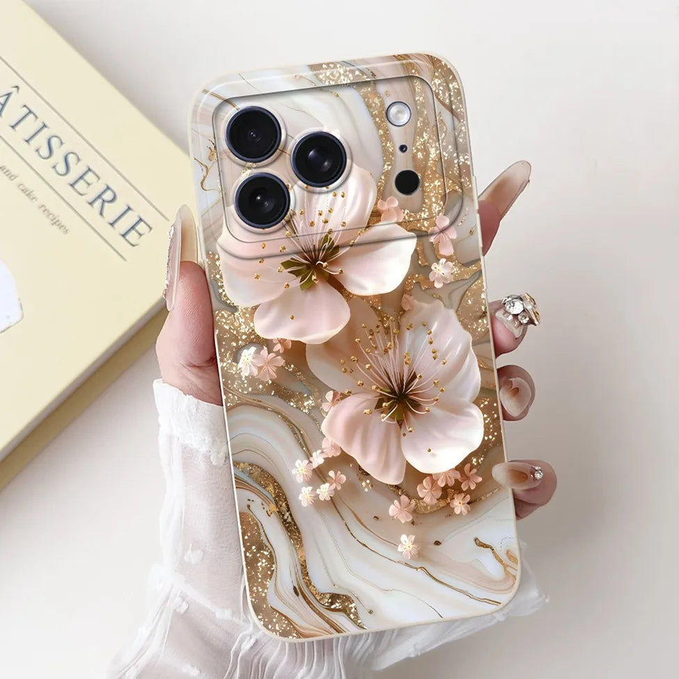 For iPhone 17 Pro Case Silicone Luxury Flowers Cute Kawaii Funny Painted Cover For iP 17 Pro Phone Case A3256 A3522 A3523 A3524