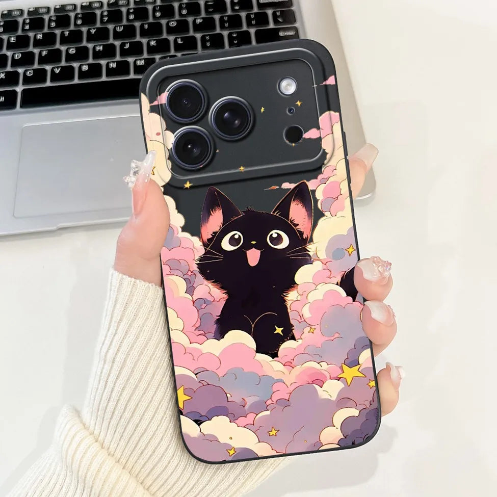 For iPhone 17 Pro Case Silicone Luxury Flowers Cute Kawaii Funny Painted Cover For iP 17 Pro Phone Case A3256 A3522 A3523 A3524